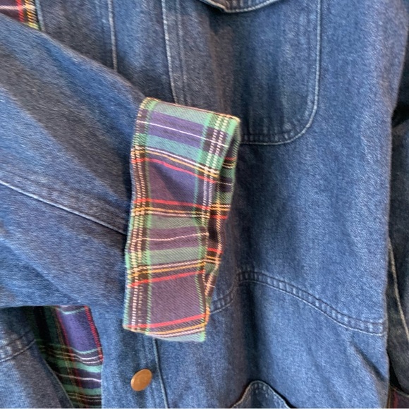 Vintage Ashton Cove Denim Button Front Plaid Lined Shacket Jacket Small S - Picture 4 of 10